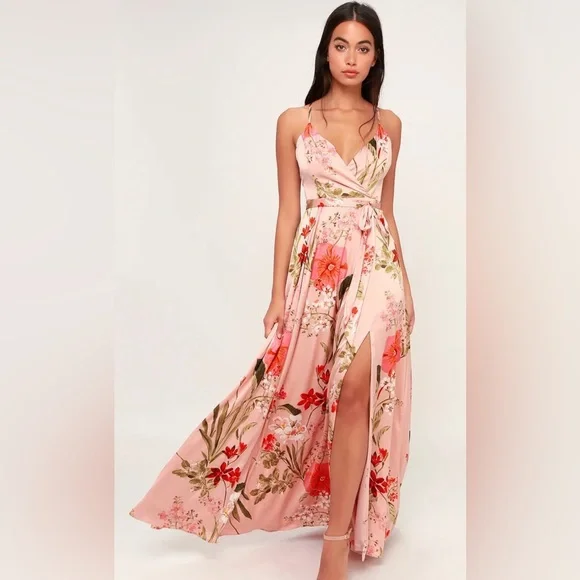 NWT* Still the One Blush Satin Maxi - Picture 2 of 8